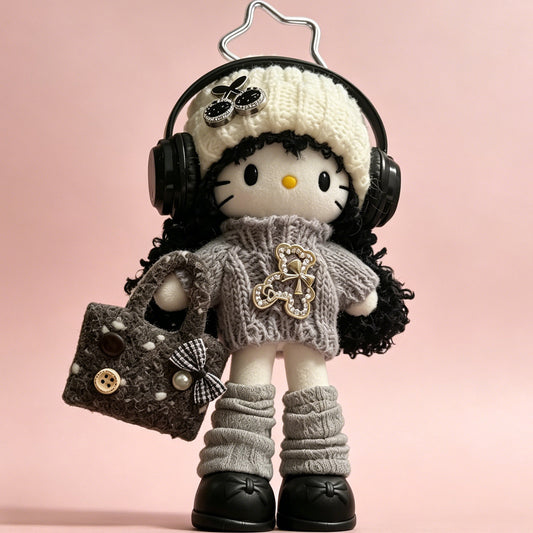 Y2K Knit Outfit Doll Bag Charm Plush Keychain