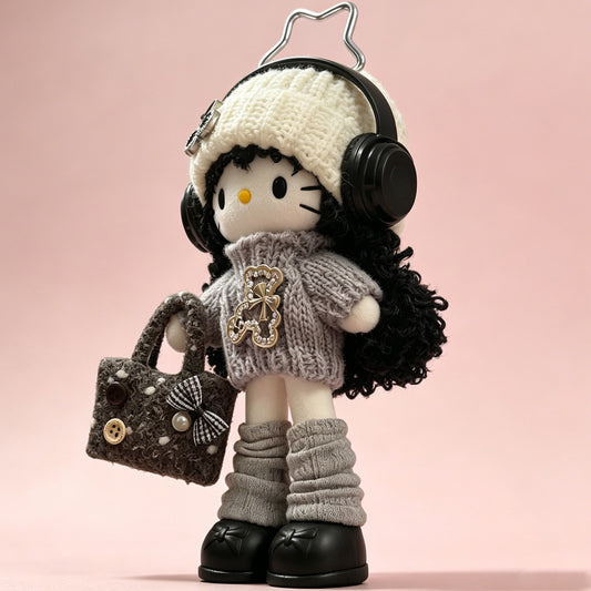 Y2K Knit Outfit Doll Bag Charm Plush Keychain